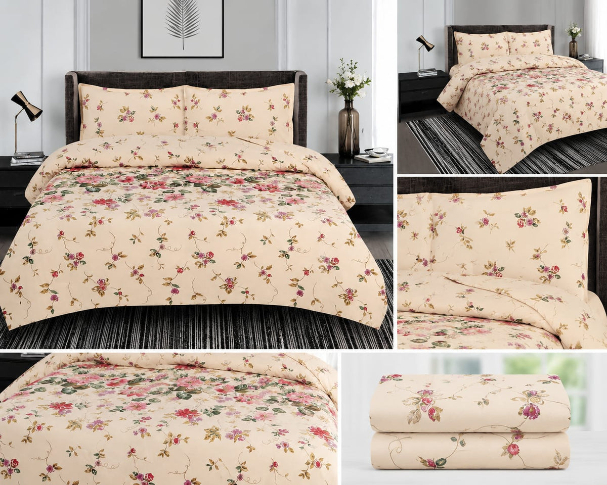 Cotton Virsa Floral Bedsheet Set — 3 & 4 Piece | Al-Wali