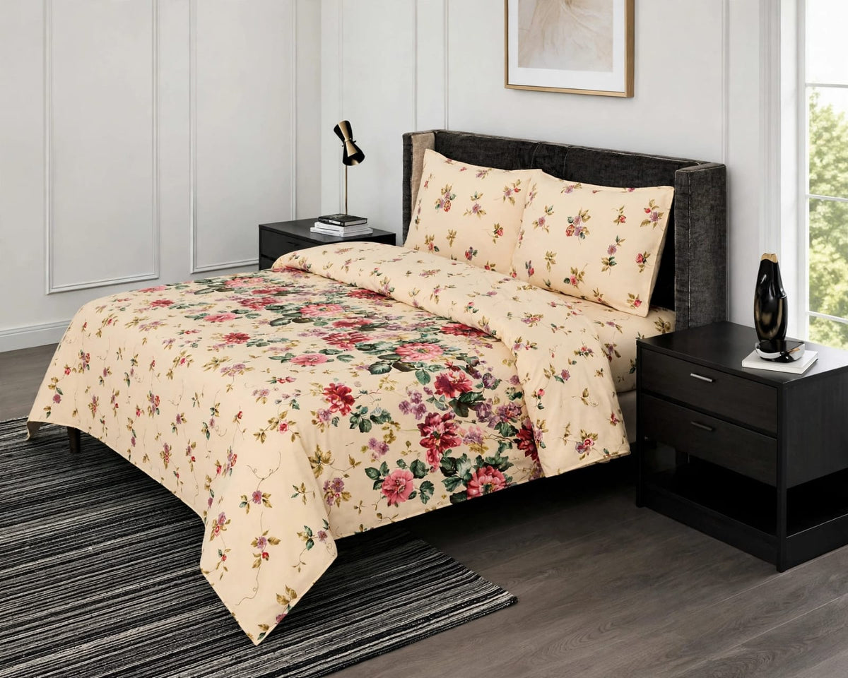 Cotton Virsa Floral Bedsheet Set — 3 & 4 Piece | Al-Wali