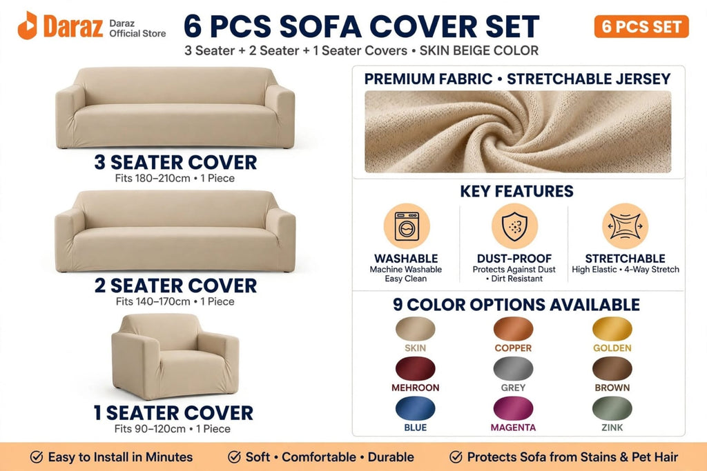 Sofa Cover Set Brown - Living Room View