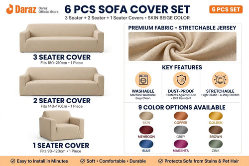 Sofa Cover Set Brown - Living Room View