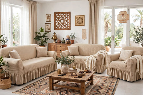 6 PCS Sofa Cover Set - Product Info Skin Beige