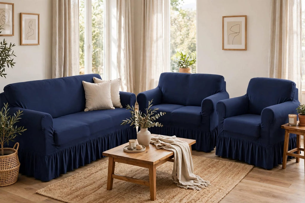 Sofa Cover Set Beige - Living Room View