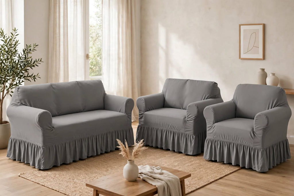 Sofa Cover Set Navy Blue - Living Room View