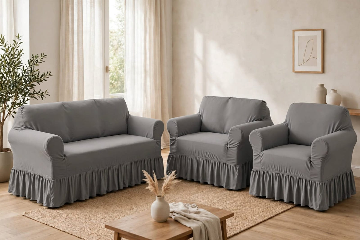 Sofa Cover Set Navy Blue - Living Room View