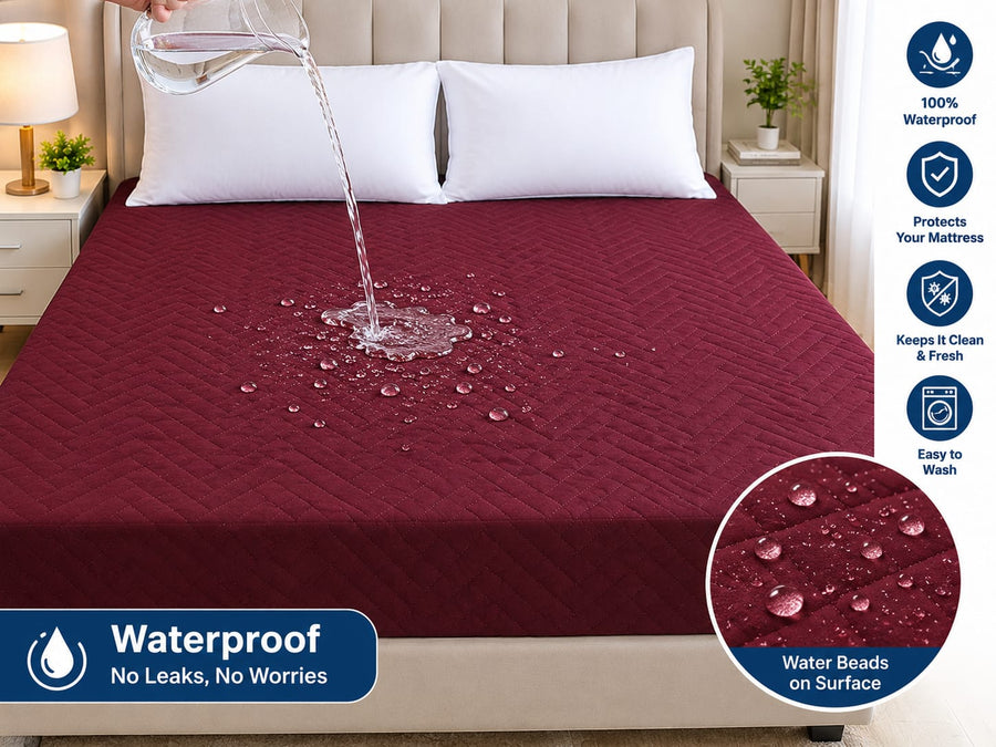 Waterproof Mattress Protector Maroon - Water Beading Demo