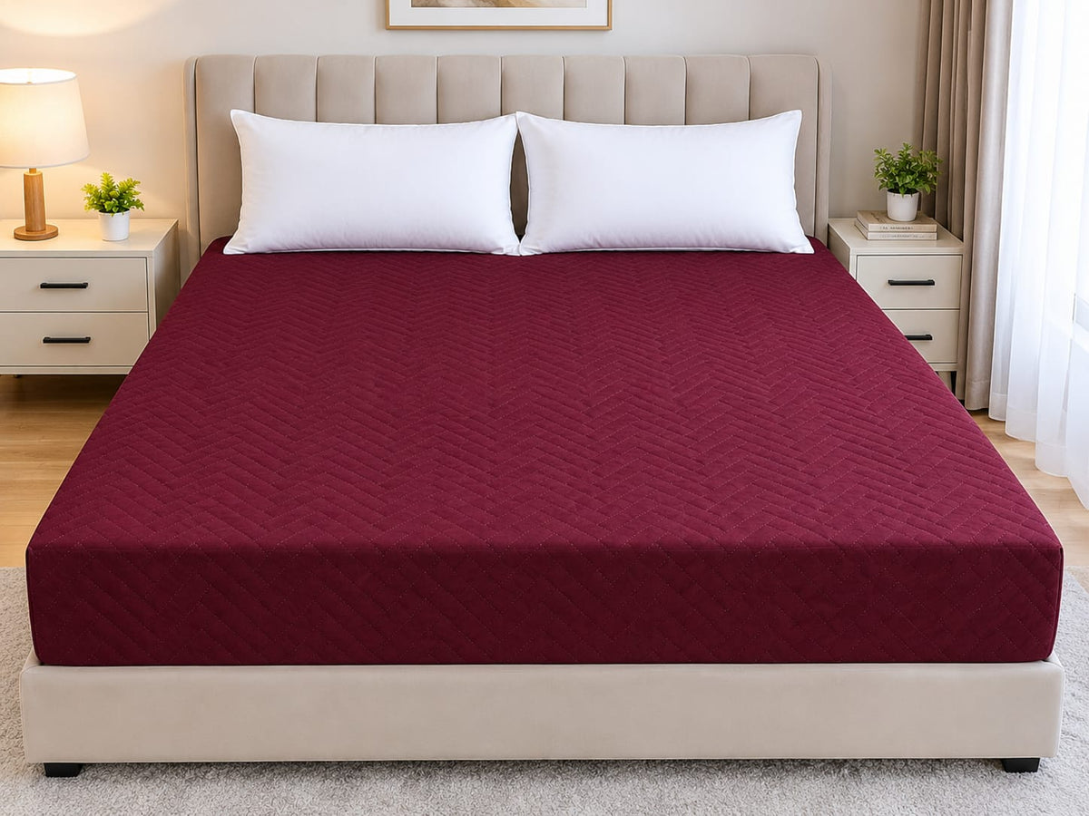 Waterproof Mattress Protector Maroon - Plain View