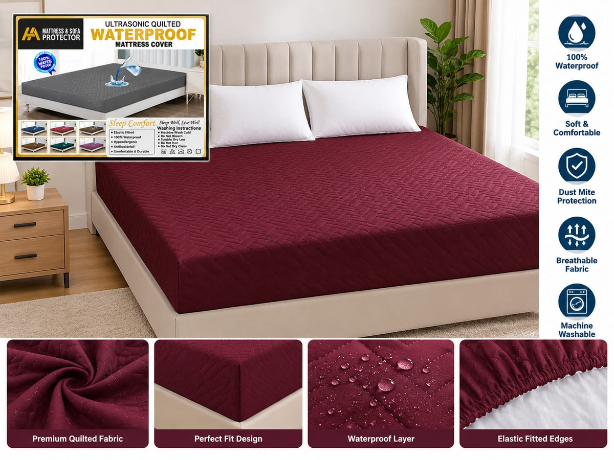 Waterproof Mattress Protector Maroon - Features Overview