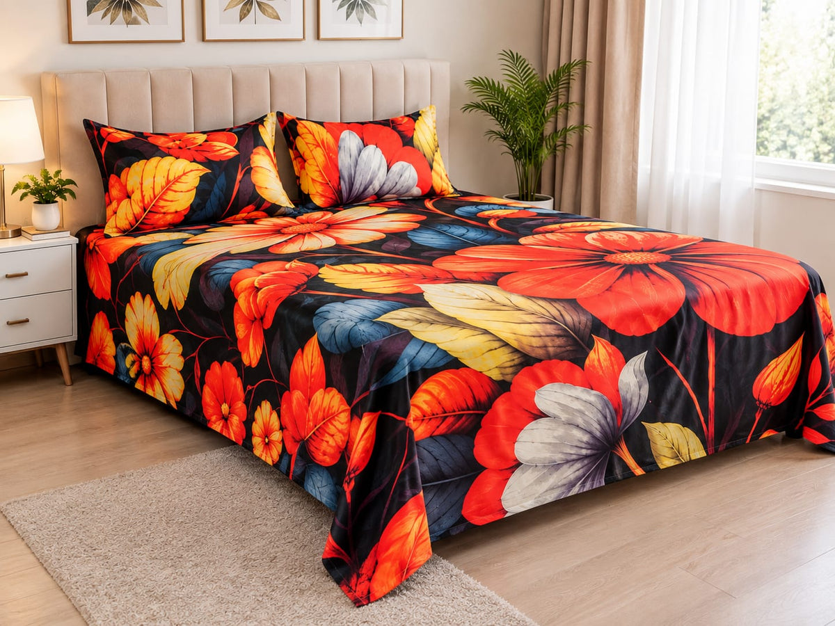 Floral Bedsheet Set - Side Bedroom View