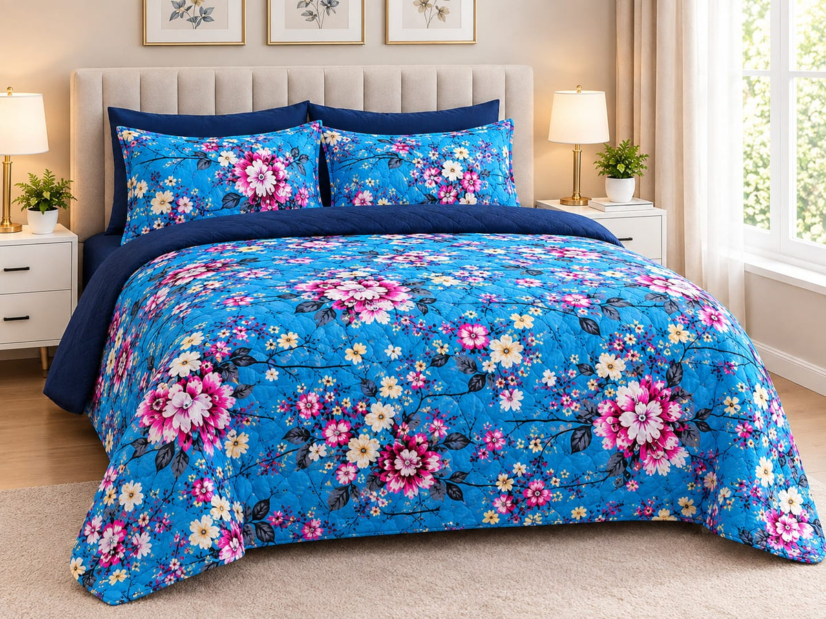 Luxury Quilted Bed Spread - Front View