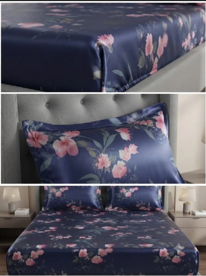 Royal Linen Satin Fitted Sheet detail shots