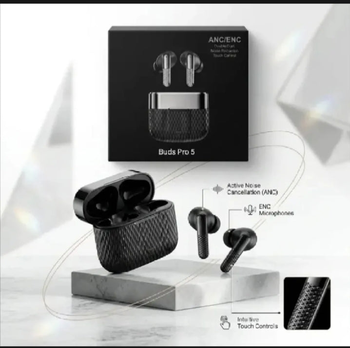 Buds Pro 5 Black ANC ENC features infographic